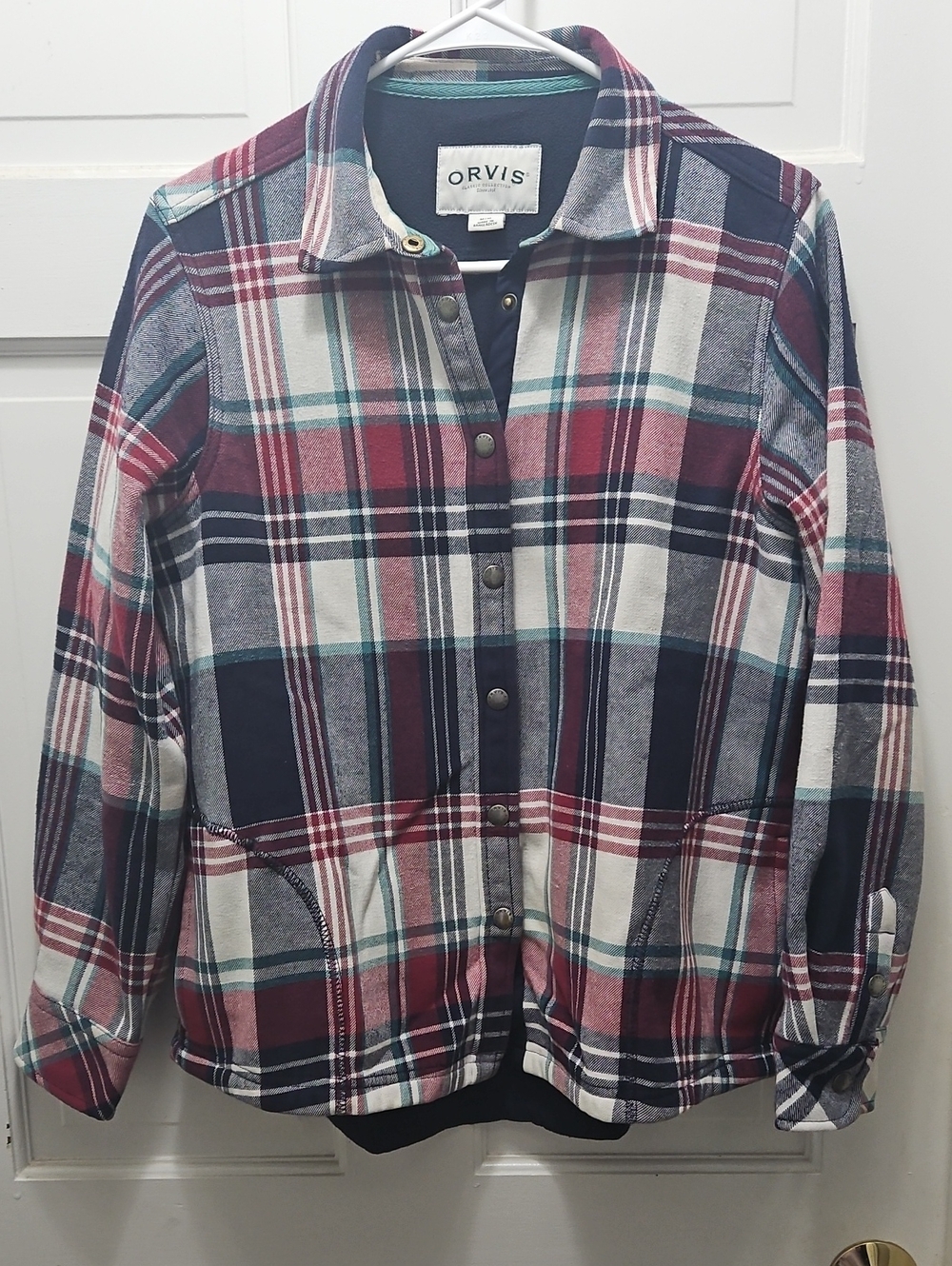 Orvis Women’s Plaid Button-Up Shirt Jacket - Red/Navy Medium